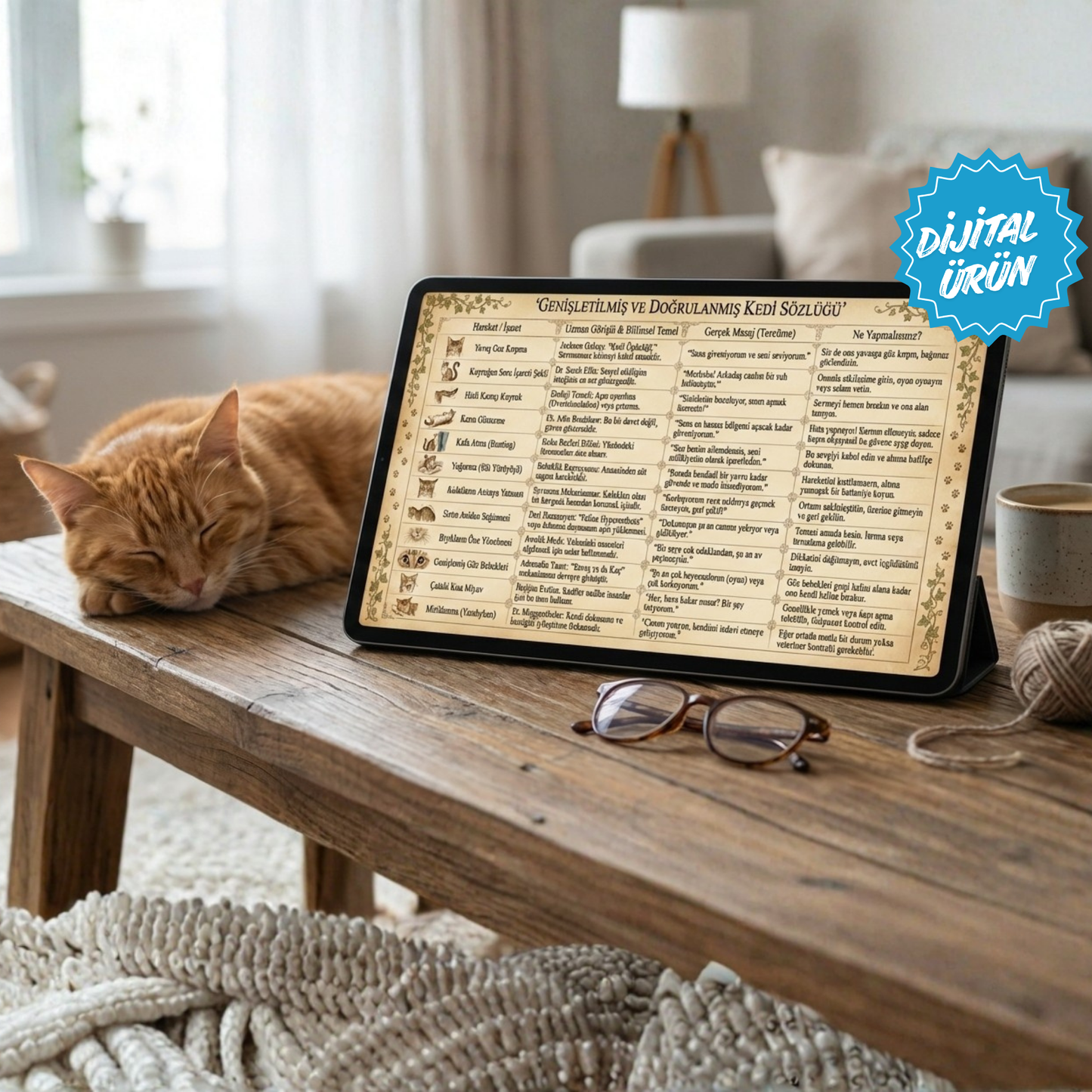 PATİ UZMAN® GENİŞLETİLMİŞ KEDI DİLİ SÖZLÜĞÜ: Hızlı Anlama Tablosu (Dijital)