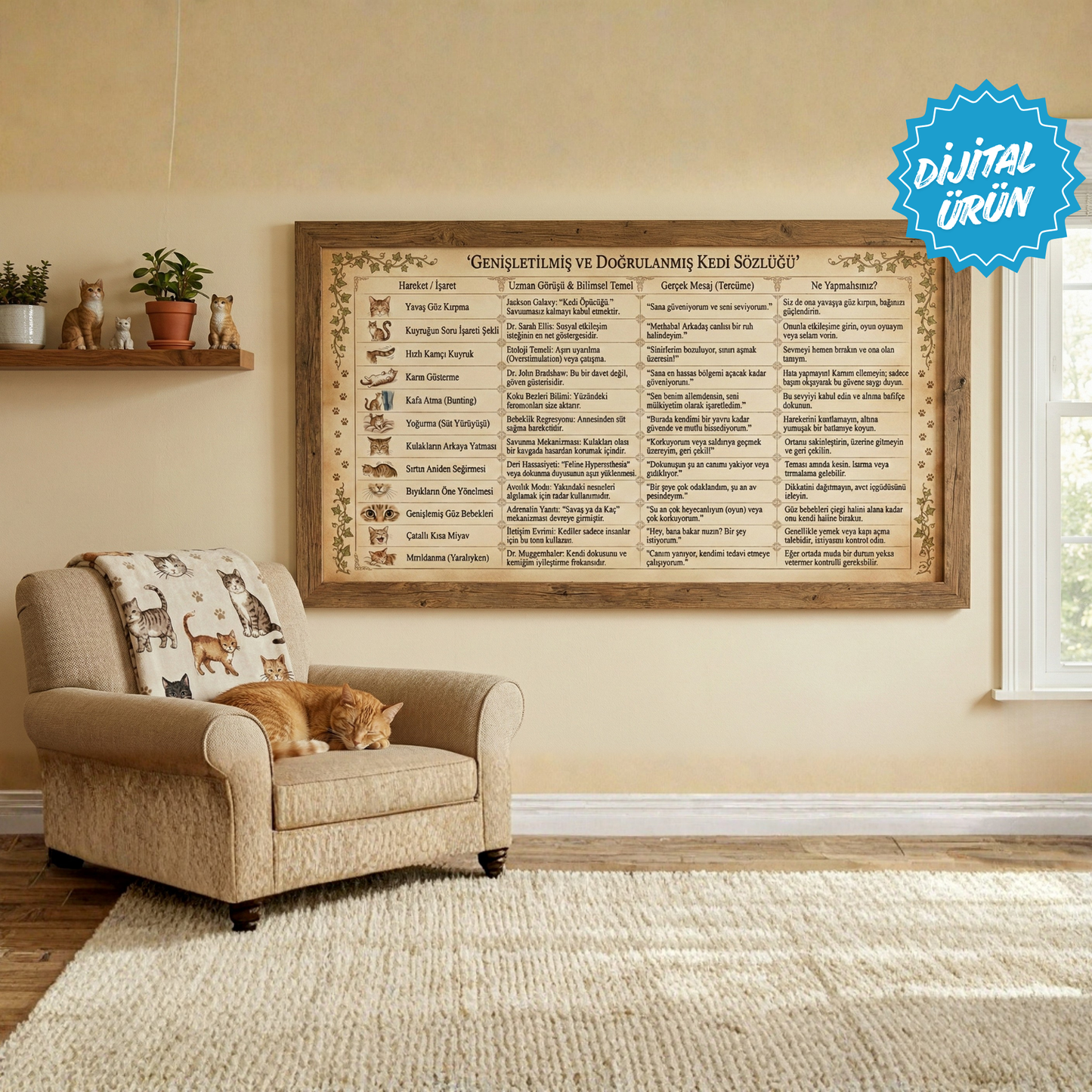 PATİ UZMAN® GENİŞLETİLMİŞ KEDI DİLİ SÖZLÜĞÜ: Hızlı Anlama Tablosu (Dijital)